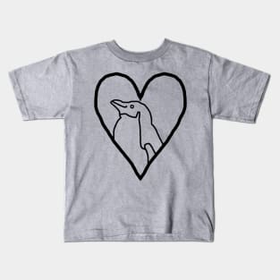 My Penguin Valentine Line Drawing Kids T-Shirt